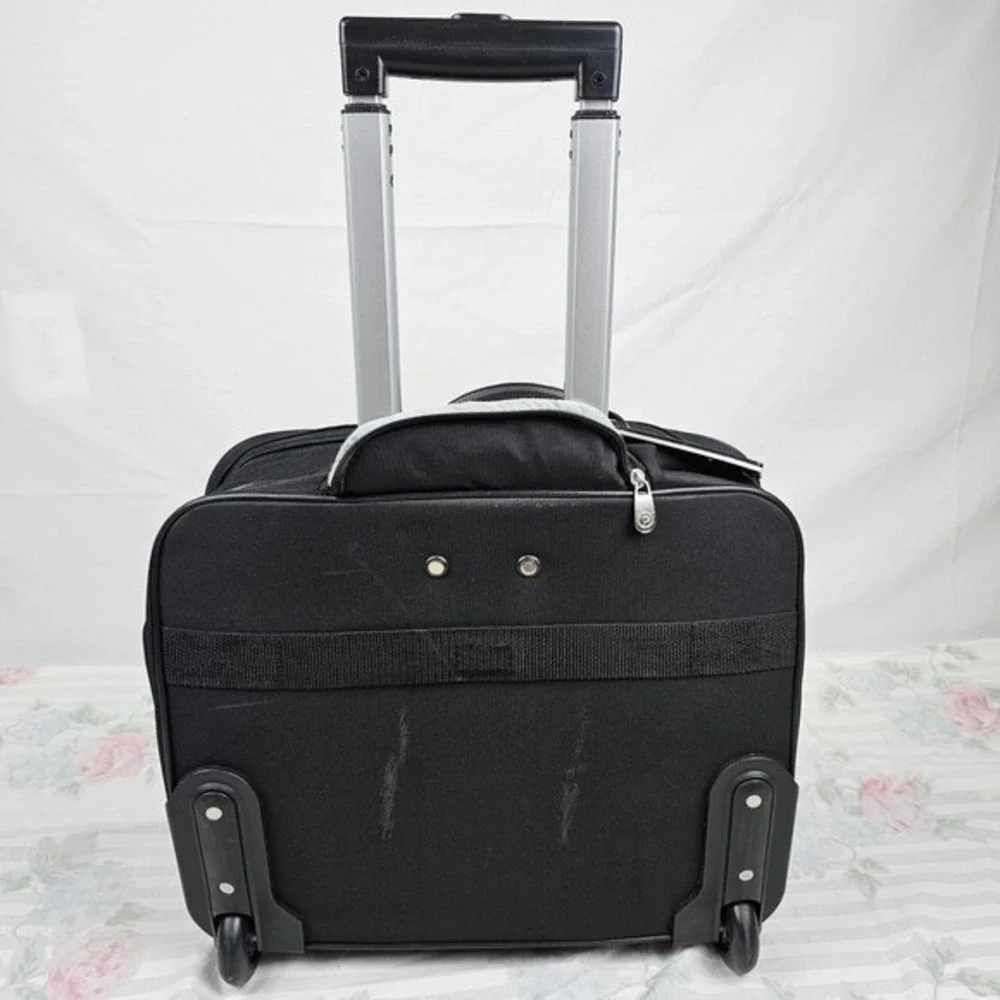 Protege Black Rolling Travel Laptop Briefcase Wheeled Luggage Carry On Bag‎